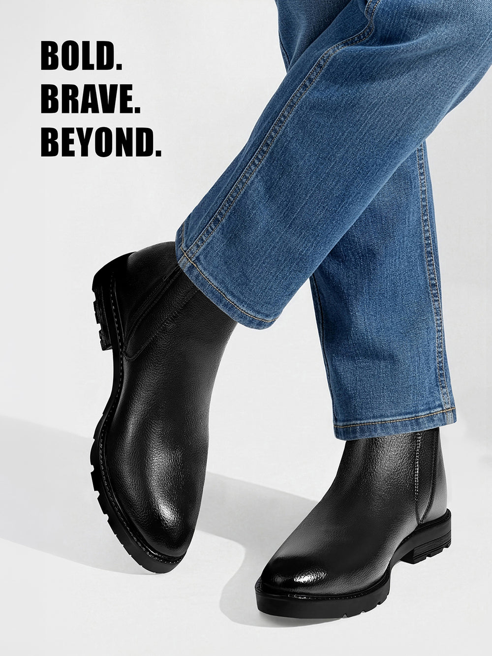 Charcoal Black Mid-Top Ankle Slip-On Chelsea Boots