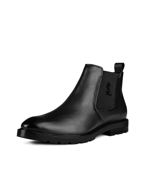 Charcoal Black Mid-Top Ankle Slip-On Chelsea Boots