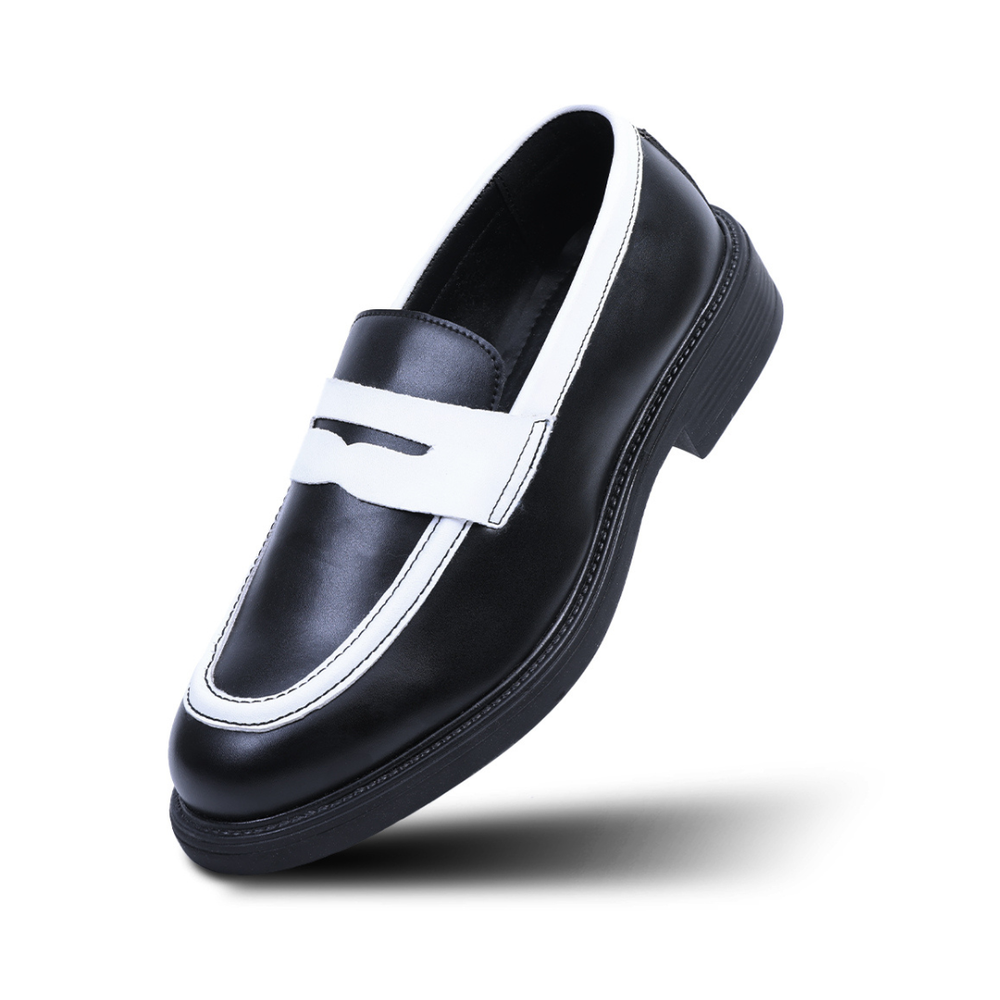 Monkstory Cosmopolitan Noir Penny Loafers - Black/White